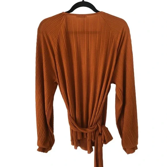 ZARA Basic Scoop V-Neck Wrap Blouse with Waist Bow Tie Size M​​​ - Picture 9 of 16